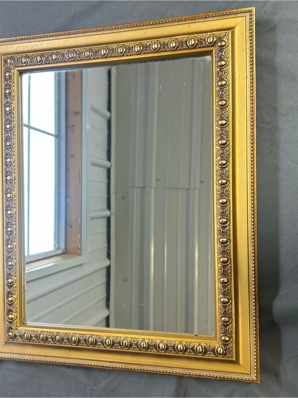 Vintage Mirrored Vanity Tray Gold Ornate 16